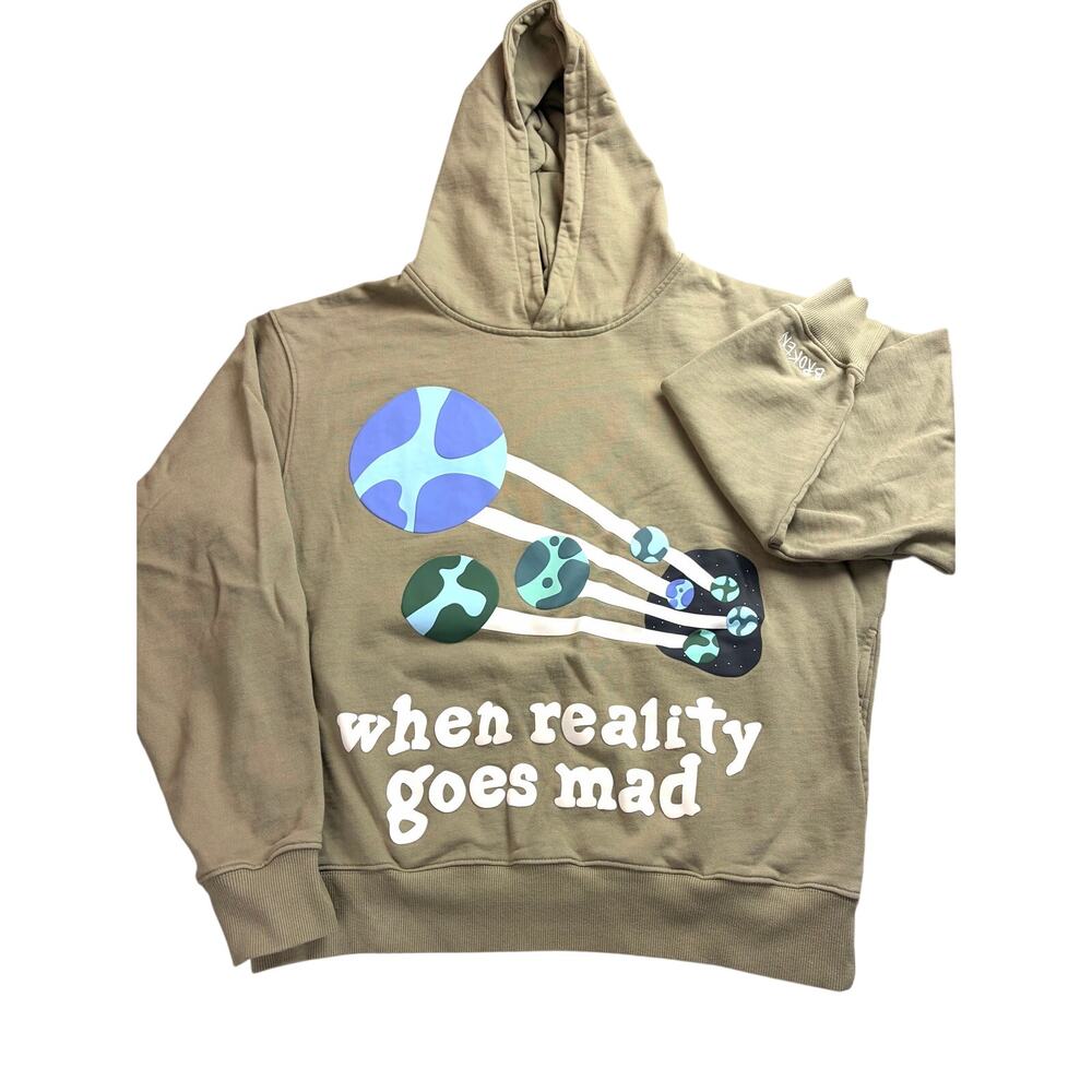 Broken Planet Hoodie “When Reality Goes Mad” Khaki/Olive Size Medium Pristine